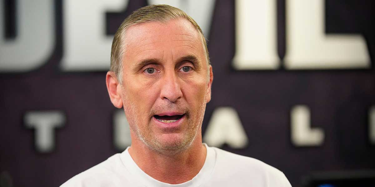 ASU head coach Bobby Hurley speaks to the press at Weatherup Center in Tempe, Ariz. on June 4, 2025.