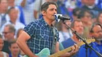 American singer Brad Paisley performs the United States national anthem before game three of the 2025 MLB World Series between the Toronto Blue Jays and the Los Angeles Dodgers at Dodger Stadium.