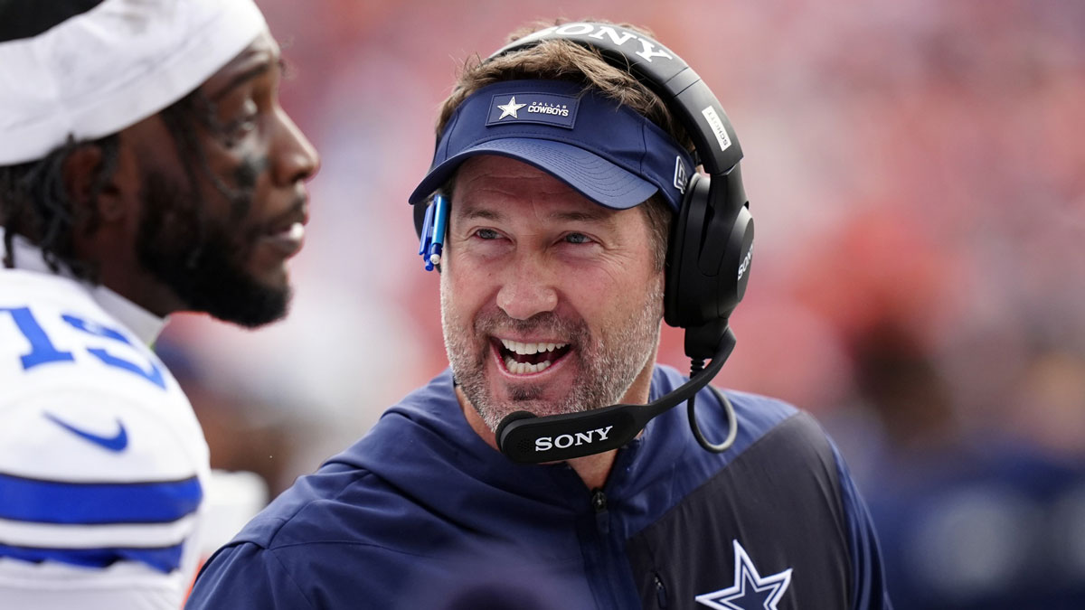 Dallas Cowboys head coach Brian Schottenheimer reacts in the first half against the Denver Broncos at Empower Field at Mile High.