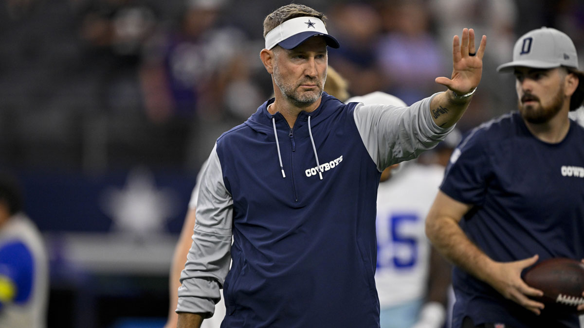 Dallas Cowboys head coach Brian Schottenheimer looks on before the game against the Baltimore Ravens at AT&T Stadium. 