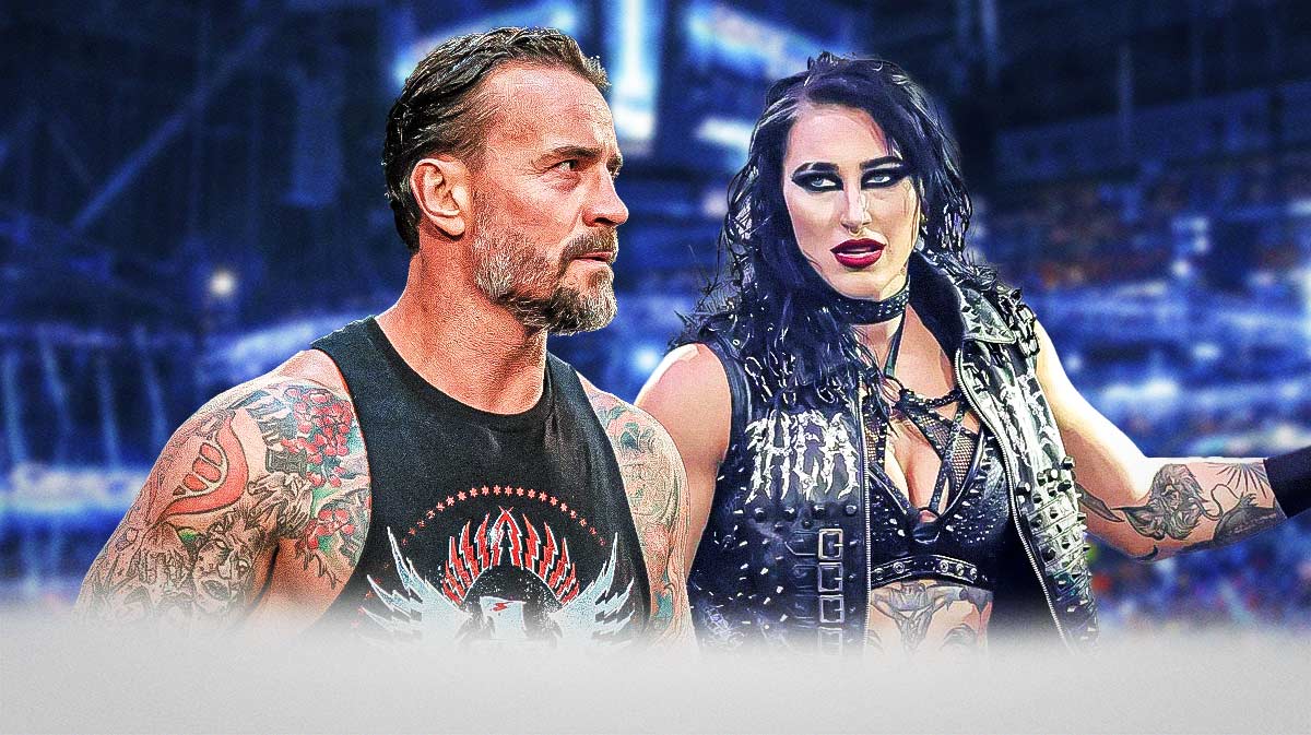 WWE stars CM Punk and Rhea Ripley, who is from Australia.