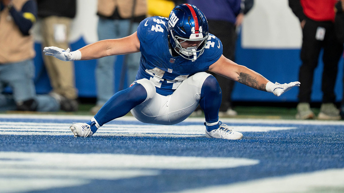 New York Giants running back Cam Skattebo during their game against the Philadelphia Eagles on Thursday Night Football.