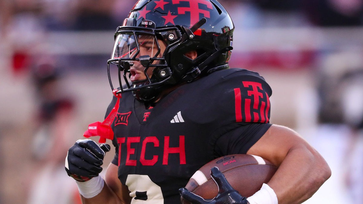 Texas Tech's Cameron Dickey runs for a touchdown against Kansas during a Big 12 Conference football game, Saturday, Oct. 11, 2025, at Jones AT&T Stadium in Lubbock.