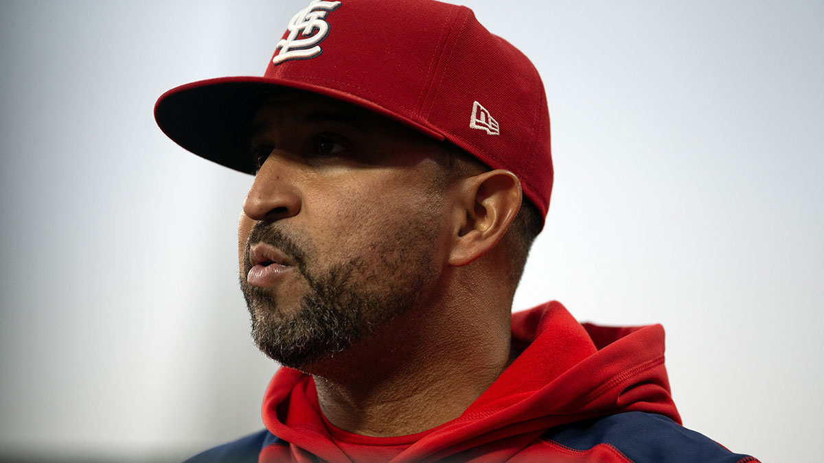 St. Louis Cardinals manager Oliver Marmol (37) watches his team take on the San Francisco Giants during the second inning at Oracle Park.
