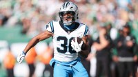 Carolina Panthers running back Chuba Hubbard (30) runs with the ball