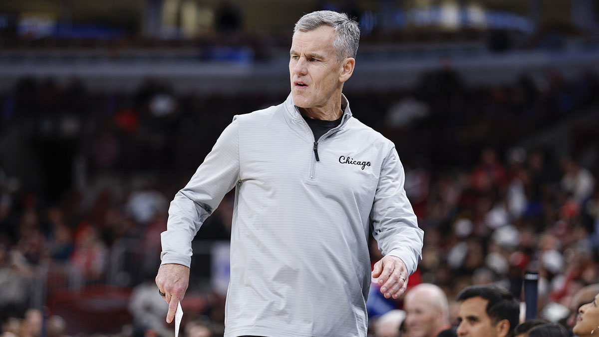 Oct 27, 2025; Chicago, Illinois, USA; Chicago Bulls head coach Billy Donovan reacts during the second half at United Center. Mandatory Credit: Kamil Krzaczynski-Imagn Images