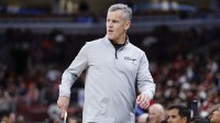 Oct 27, 2025; Chicago, Illinois, USA; Chicago Bulls head coach Billy Donovan reacts during the second half at United Center. Mandatory Credit: Kamil Krzaczynski-Imagn Images