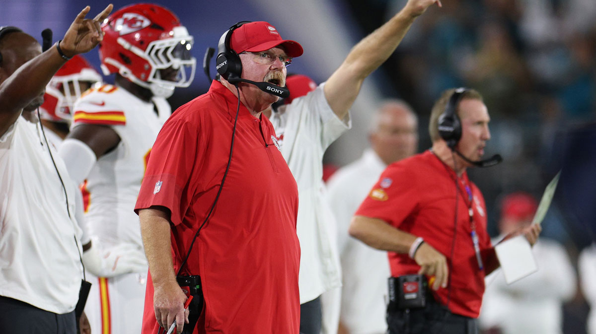 Kansas City Chiefs head coach Andy Reid during the first half against the Jacksonville Jaguars at EverBank Stadium.