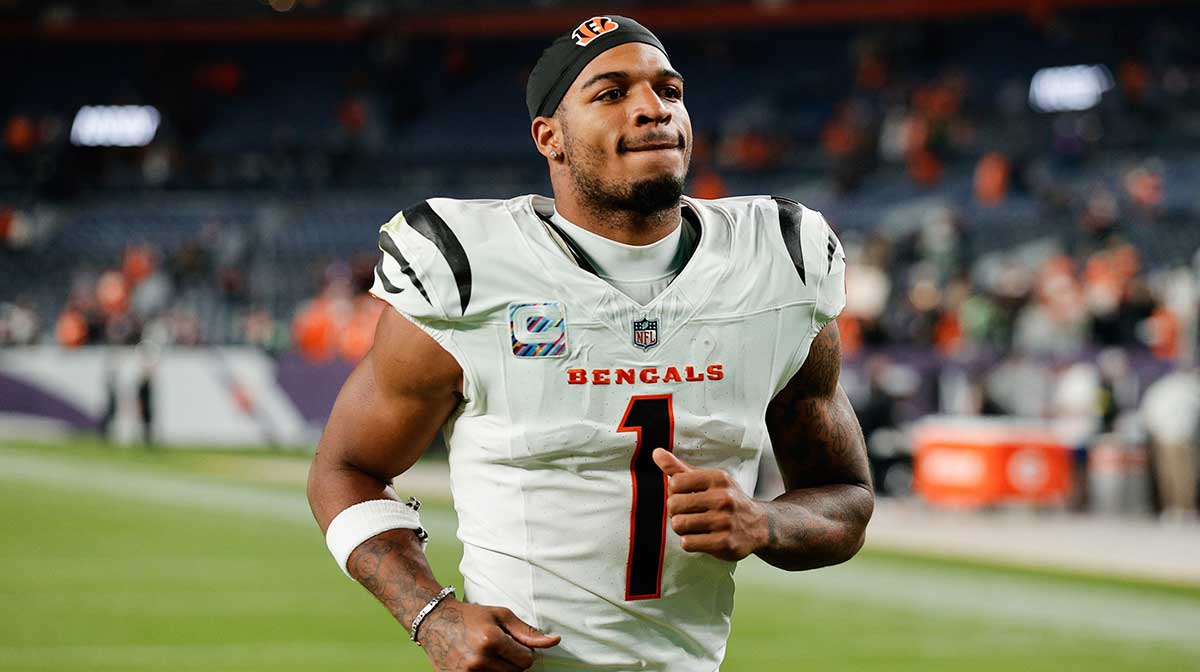 Cincinnati Bengals wide receiver Ja'Marr Chase (1) looks on after the game against the Denver Broncos at Empower Field at Mile High.