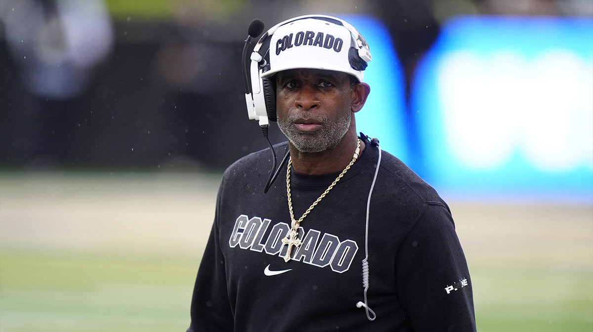 Colorado Buffaloes head coach Deion Sanders during the first quarter against the Iowa State Cyclones at Folsom Field.
