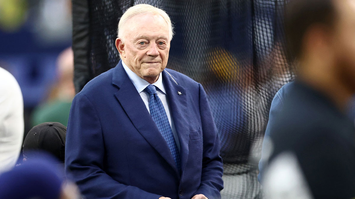 Dallas Cowboys owner Jerry Jones looks on before the game against the Green Bay Packers at AT&T Stadium.
