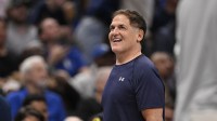 Dallas Mavericks minority owner Mark Cuban looks on during the second half against the Toronto Raptors at the American Airlines Center.