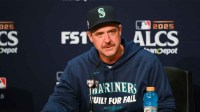 Seattle Mariners manager Dan Wilson (6) speaks to the media after game five of the ALCS round against the Toronto Blue Jays for the 2025 MLB playoffs at T-Mobile Park.