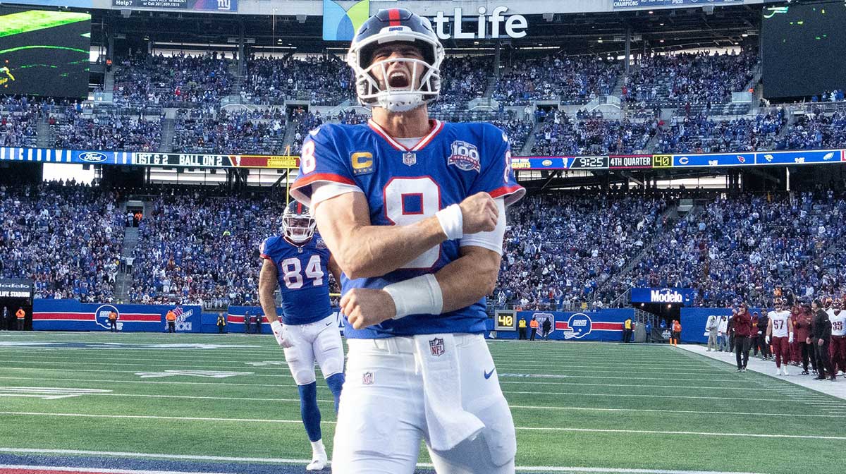 Indianapolis Colts quarterback Daniel Jones when he was on the New York Giants before his release and his stint with the Minnesota Vikings.