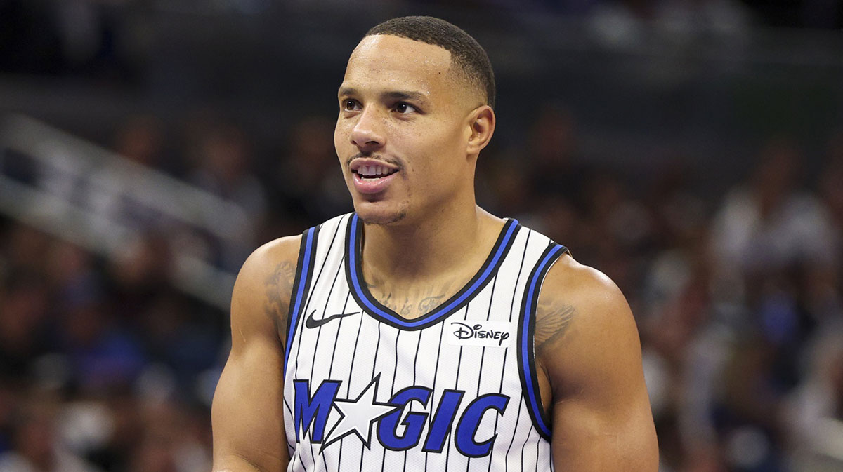Orlando Magic guard Desmond Bane (3) looks on against the Miami Heat in the third quarter at Kia Center.