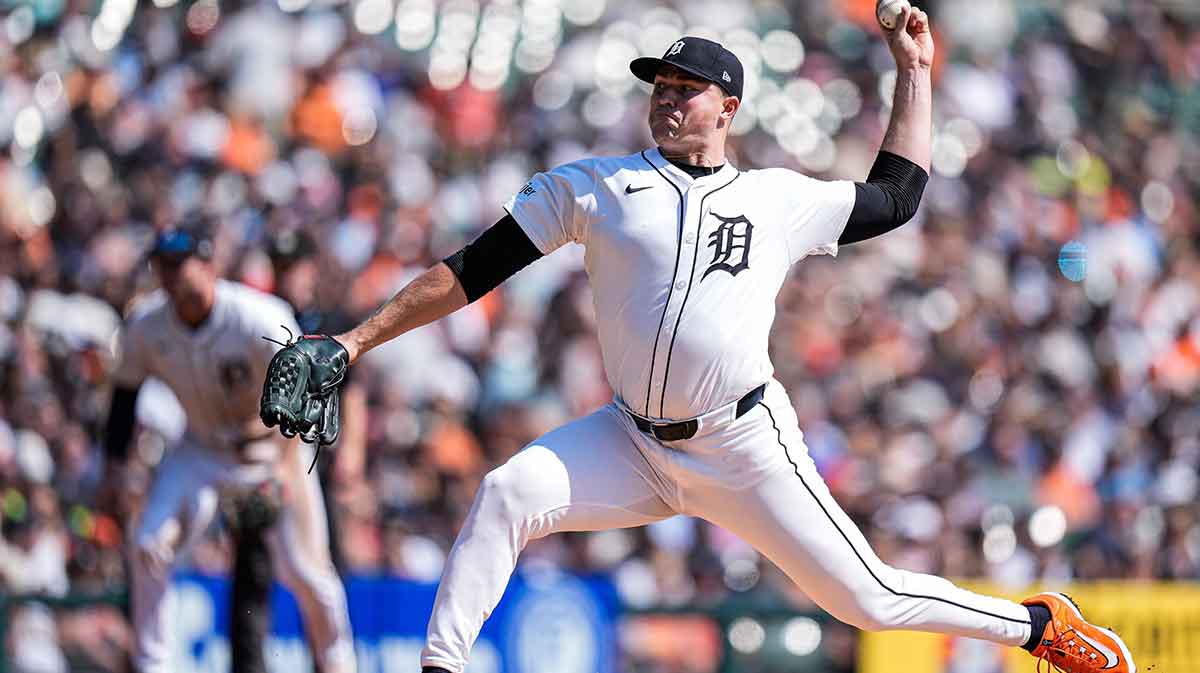 Detroit Tigers pitcher Tarik Skubal (29) throws against Cleveland Guardians during the second inning at Comerica Park in Detroit on Thursday, Sept. 18, 2025.
