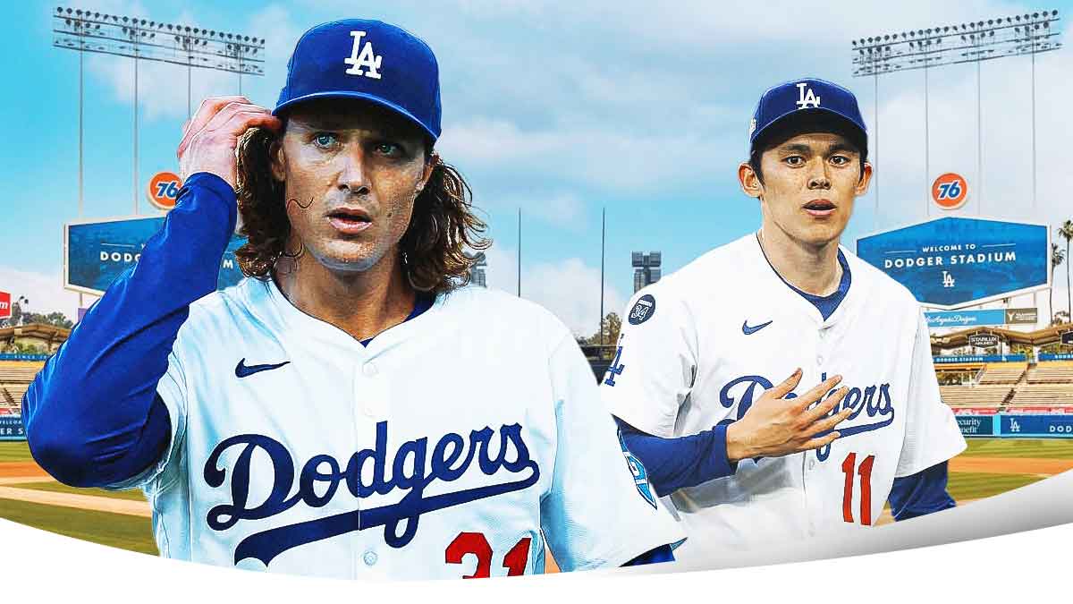 Dodgers' Tyler Glasnow beside Roki Sasaki