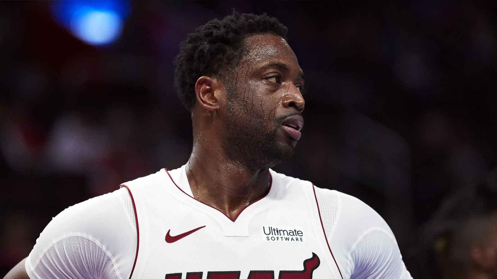 Jan 18, 2019; Detroit, MI, USA; Miami Heat guard Dwyane Wade (3) during the second half against the Detroit Pistons at Little Caesars Arena. Mandatory Credit: Rick Osentoski-Imagn Images