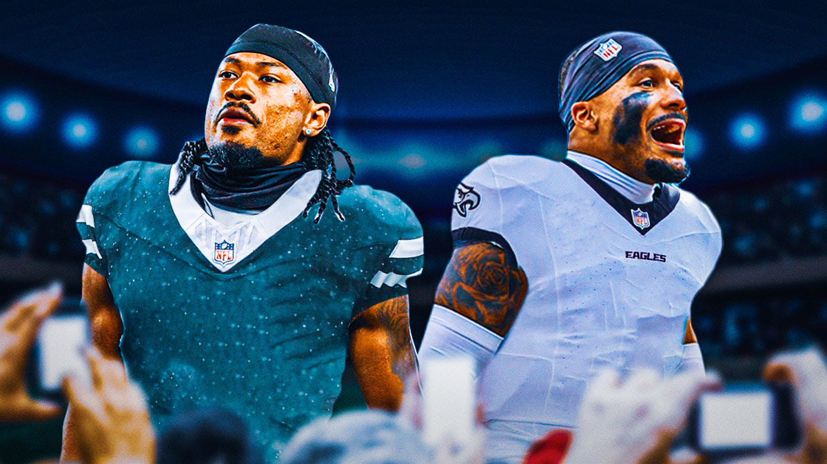 John Metchie III in a Jets jersey and Michael Carter in an Eagles jersey