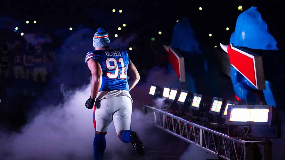 Buffalo Bills defensive tackle Ed Oliver (91) against the Kansas City Chiefs in the 2024 AFC divisional round game at Highmark Stadium.