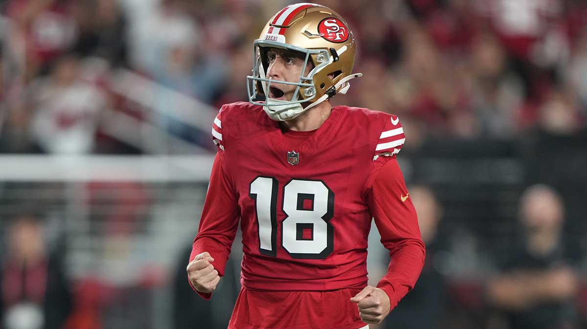 Eddy Pineiro reacts to setting new 49ers record in win vs. Falcons