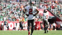 Tampa Bay Buccaneers wide receiver Emeka Egbuka (2) looks on during the fourth quarter against Philadelphia Eagles at Raymond James Stadium.