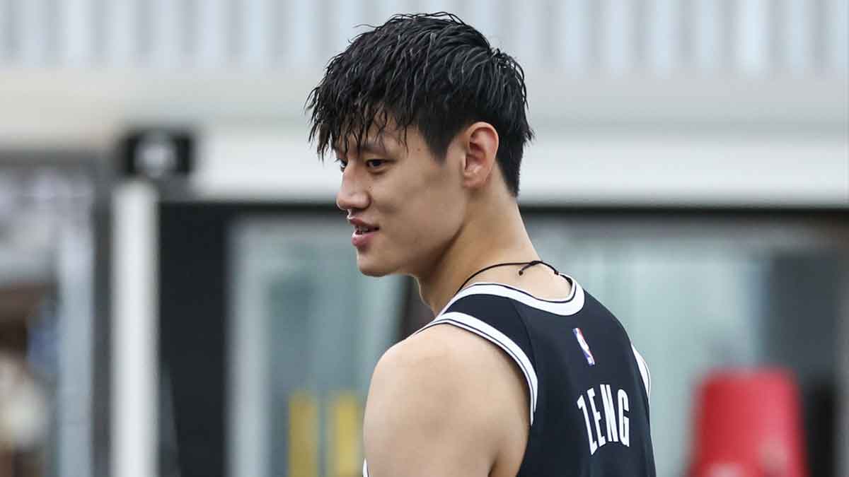 Brooklyn Nets forward Zeng Fanbo (12) at Media Day.
