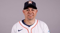 Houston Astros hitting coach Alex Cintron (37) poses for a photo at the Houston Astros media day.