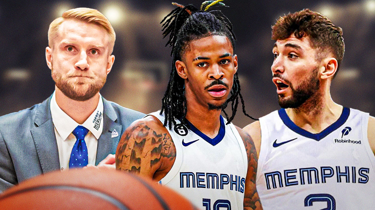 Grizzlies head coach Tuomas Iisalo, Ja Morant, Ty Jerome