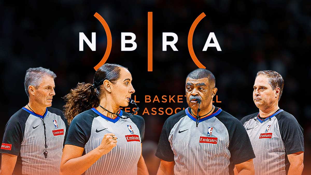 NBA refs Ashley Moyer-Gleich, Scott Foster, Tony Brothers, David Guthrie NBRA logo