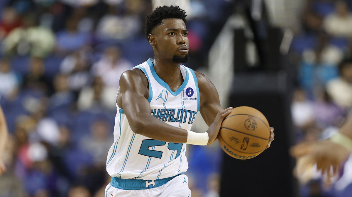 Charlotte Hornets forward Brandon Miller (24) passes the ball against the Memphis Grizzlies in the first half at First Horizon Coliseum.