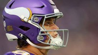 Minnesota Vikings quarterback J.J. McCarthy (9) takes the field before the game against Atlanta Falcons at U.S. Bank Stadium.