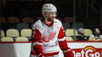 Detroit Red Wings forward JT Compher (37) takes the ice against the Pittsburgh Penguins during the first period at PPG Paints Arena.