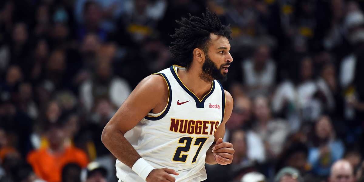 Denver Nuggets guard Jamal Murray (27) after a basket during the first half against the Chicago Bulls at Ball Arena.