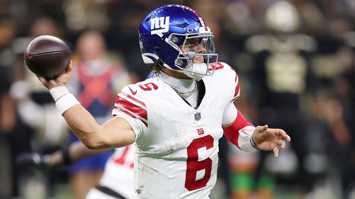New York Giants quarterback Jaxson Dart, who will play against the Philadelphia Eagles in Week 6 on Thursday Night Football.