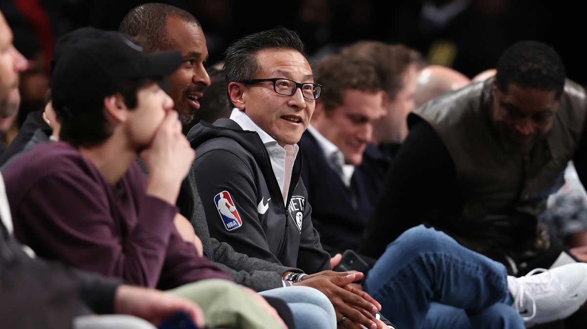 Brooklyn Nets owner Joe Tsai looks on during the first half of the game between the Nets and the Phoenix Suns at Barclays Center.