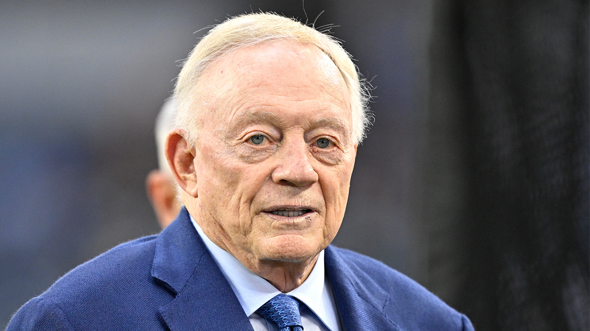 Dallas Cowboys owner Jerry Jones looks on before the game against the Green Bay Packers at AT&T Stadium.