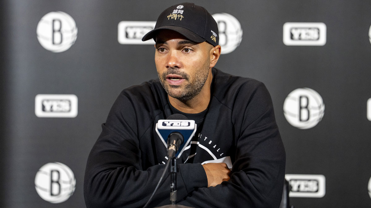 Brooklyn Nets Head Coach Jordi Fernandez speaks at a press conference before playing the Toronto Raptors at Scotiabank Arena.