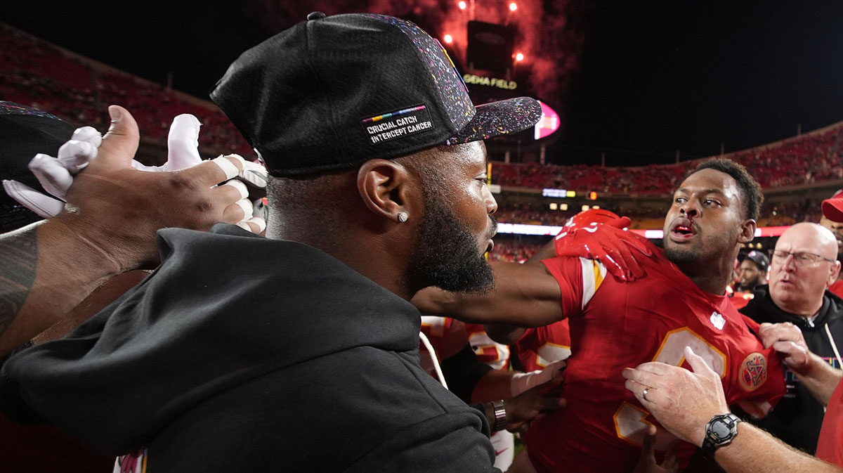 Kansas City Chiefs wide receiver JuJu Smith-Schuster during his fight with Detroit Lions player Brian Branch after their Week 6 game.