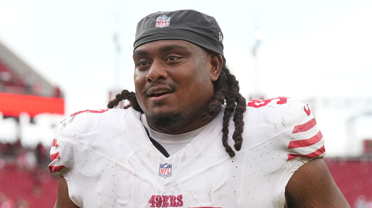 San Francisco 49ers defensive tackle Kalia Davis (93) after the game against the Jacksonville Jaguars at Levi's Stadium.