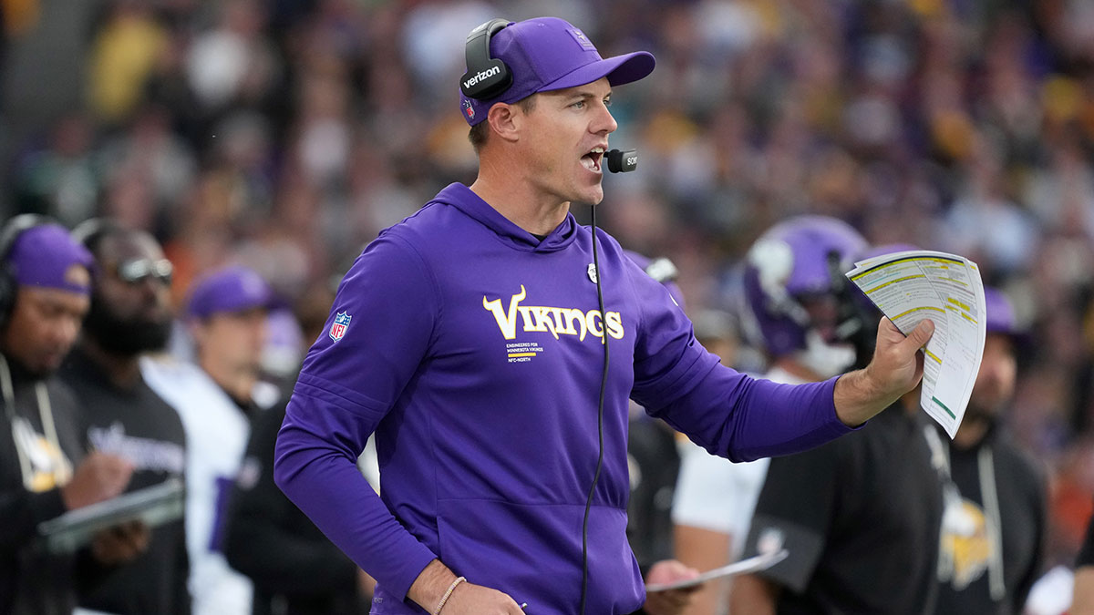 Minnesota Vikings coach Kevin O'Connell reacts in the fourth quarter against the Pittsburgh Steelers during an NFL International Series game at Croke Park. 