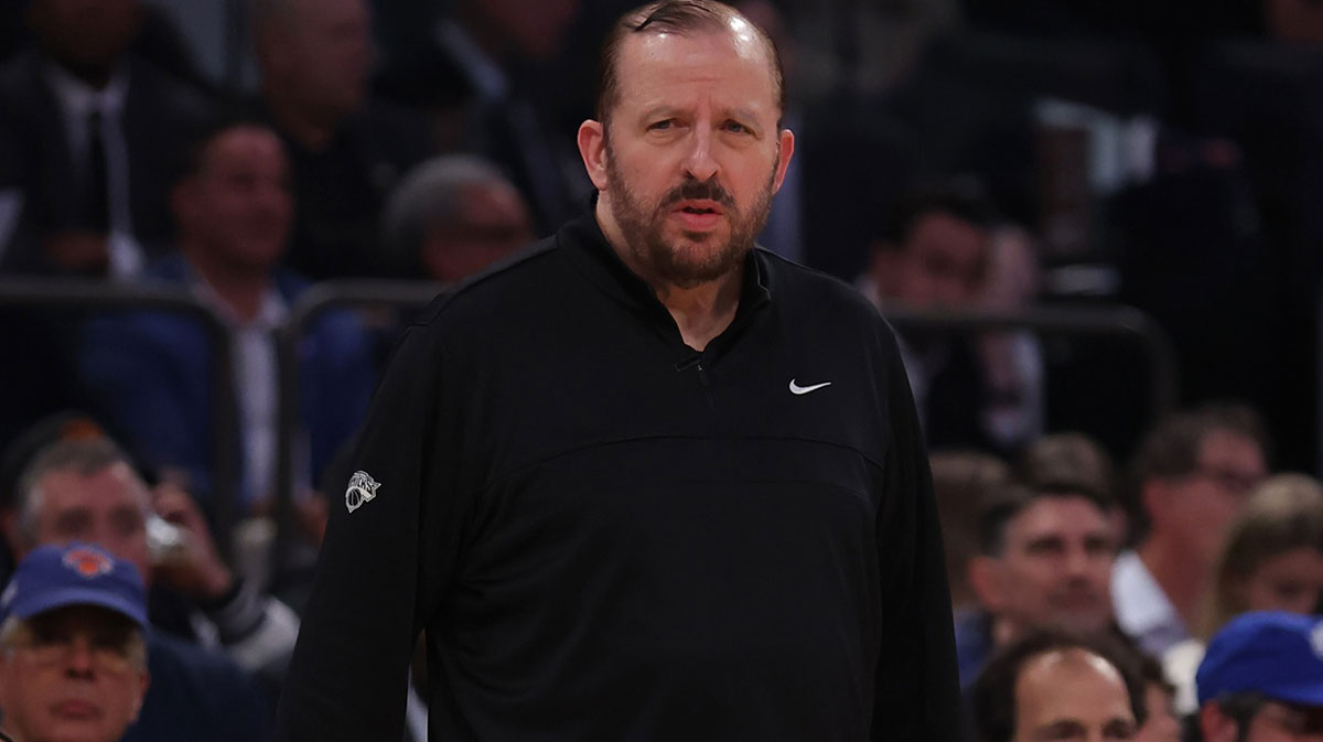 New York Knicks head coach Tom Thibodeau looks on in the first quarter against the Indiana Pacers during game five of the eastern conference finals for the 2025 NBA Playoffs at Madison Square Garden.
