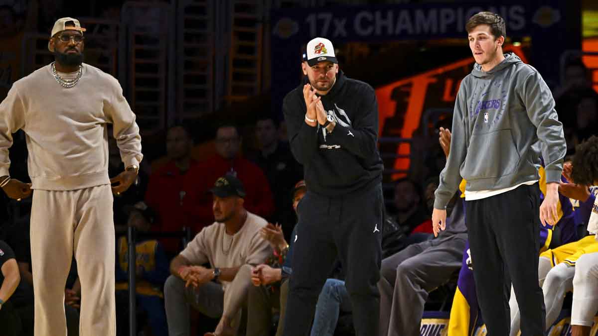 Lakers' LeBron James, Luka Doncic, and Austin Reaves together