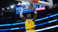 Lakers center Deandre Ayton (5) dunks the ball in the second half against the Minnesota Timberwolves at Crypto.com Arena