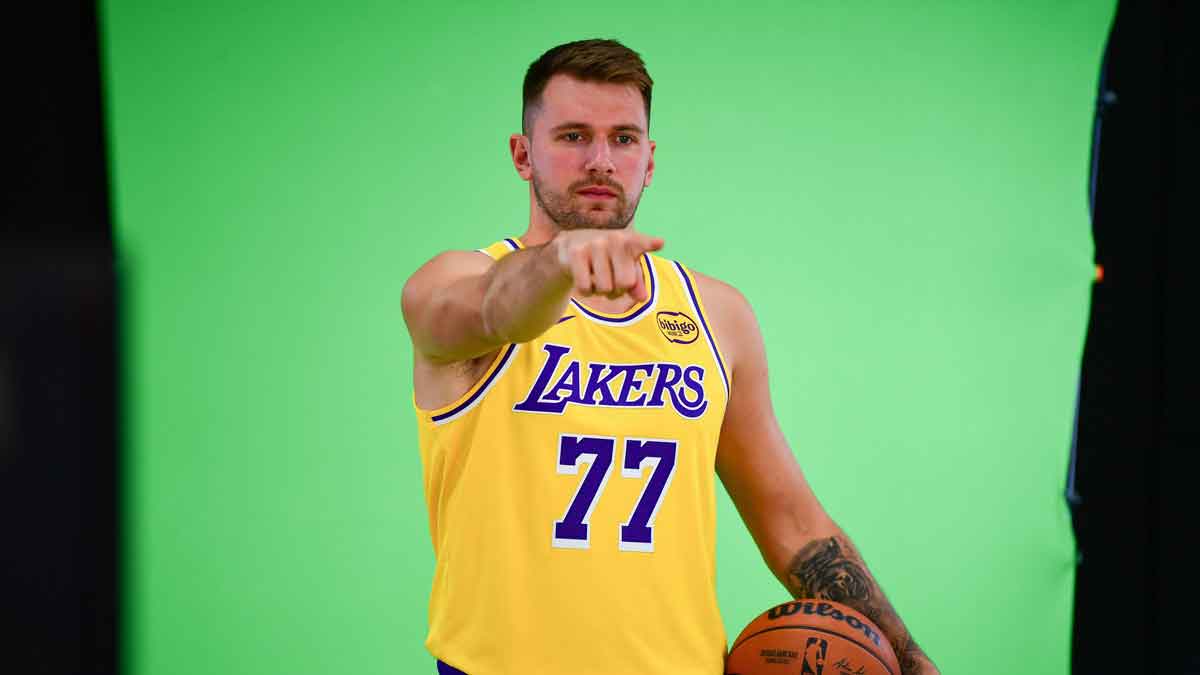 Lakers guard Luka Doncic (77) during media day at UCLA Health Training Center