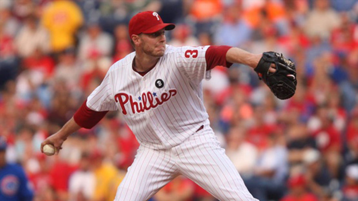 Phillies starter Roy Halladay throws in the first inning against the Cubs at Citizens Bank Park in Philadelphia on June 10, 2011.