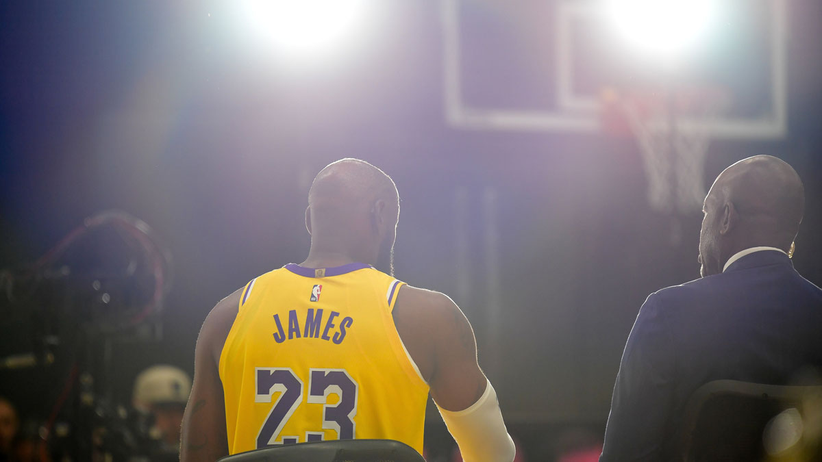 Los Angeles Lakers forward LeBron James (23) during media day at UCLA Health Training Center.