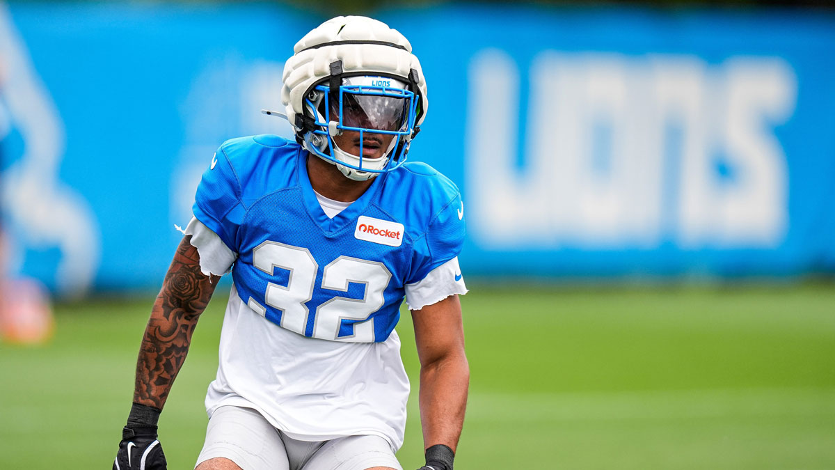 Detroit Lions safety Brian Branch (32) practices during training camp at Meijer Performance Center