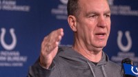 New Indianapolis Colts Defensive Coordinator Lou Anarumo speaks during a press conference Thursday, Jan. 23, 2025 at the Colts practice facility, the Indiana Farm Bureau Football Center.