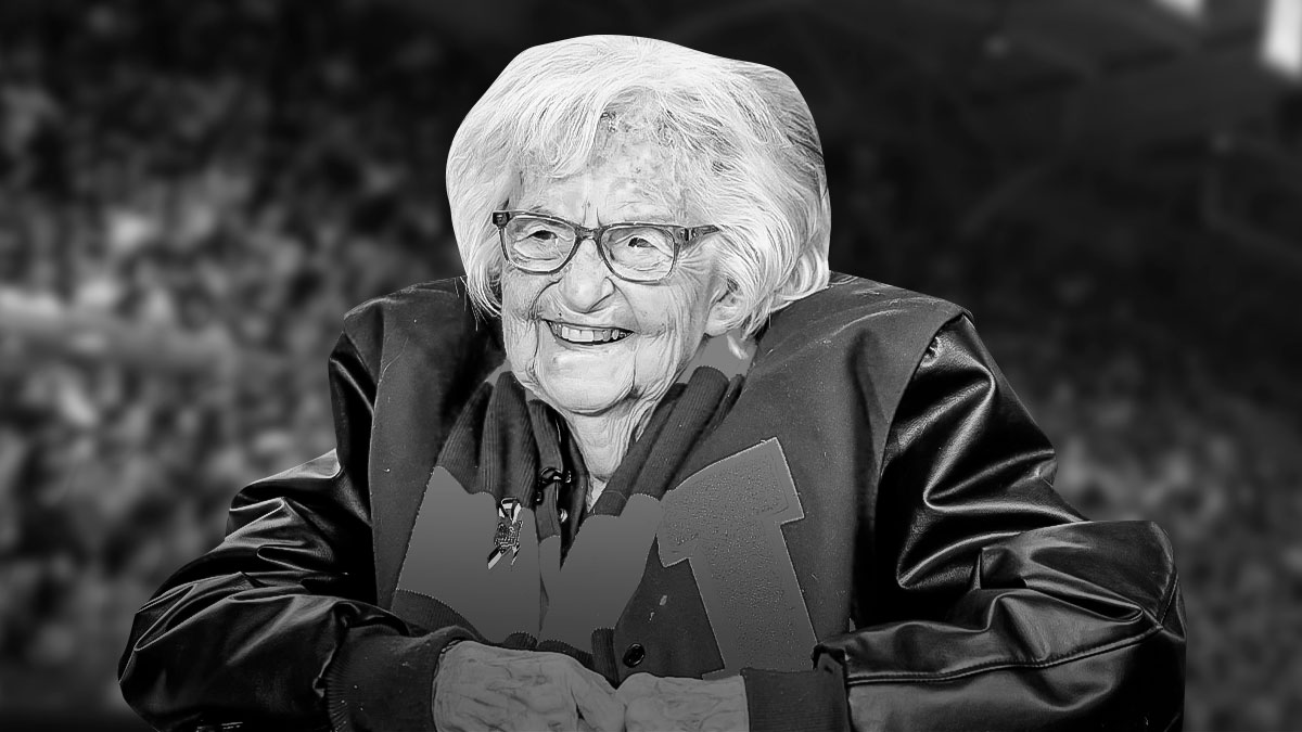 Black and white image of Sister Jean.